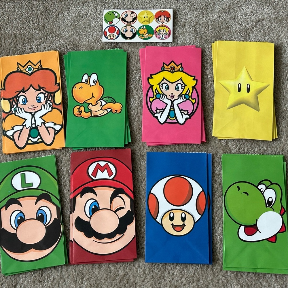 Lot of 2 packs 24 pcs Party Gift Bags and Stickers for Girls or Boys